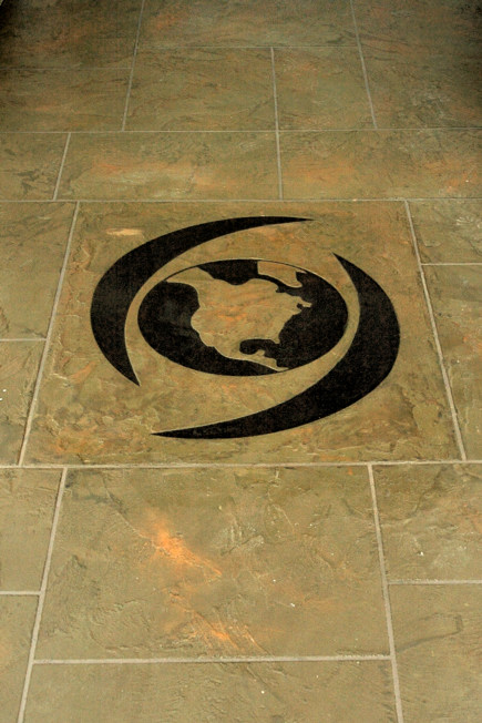 StoneCraft custom logo inlay in decorative floor