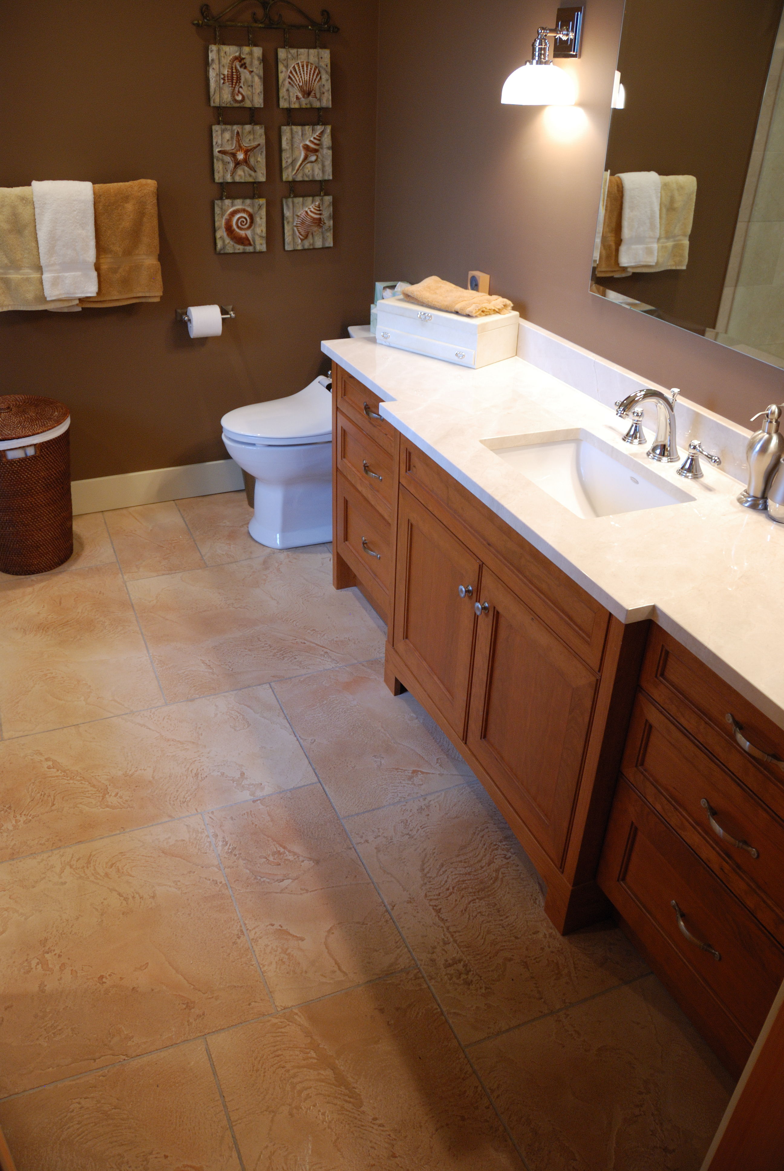 StoneCraft bathroom flooring in warm sandstone tones